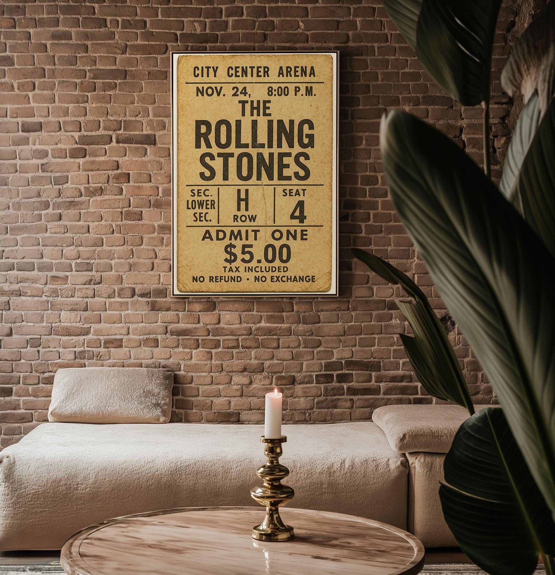 Vintage Concert Ticket Art Print | Retro Music Memorabilia Poster | Ideal for Music Lovers and Collectors | Free Shipping Available - Just Great Posters