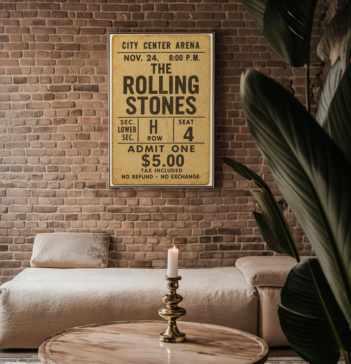 Vintage Concert Ticket Art Print | Retro Music Memorabilia Poster | Ideal for Music Lovers and Collectors | Free Shipping Available - Just Great Posters