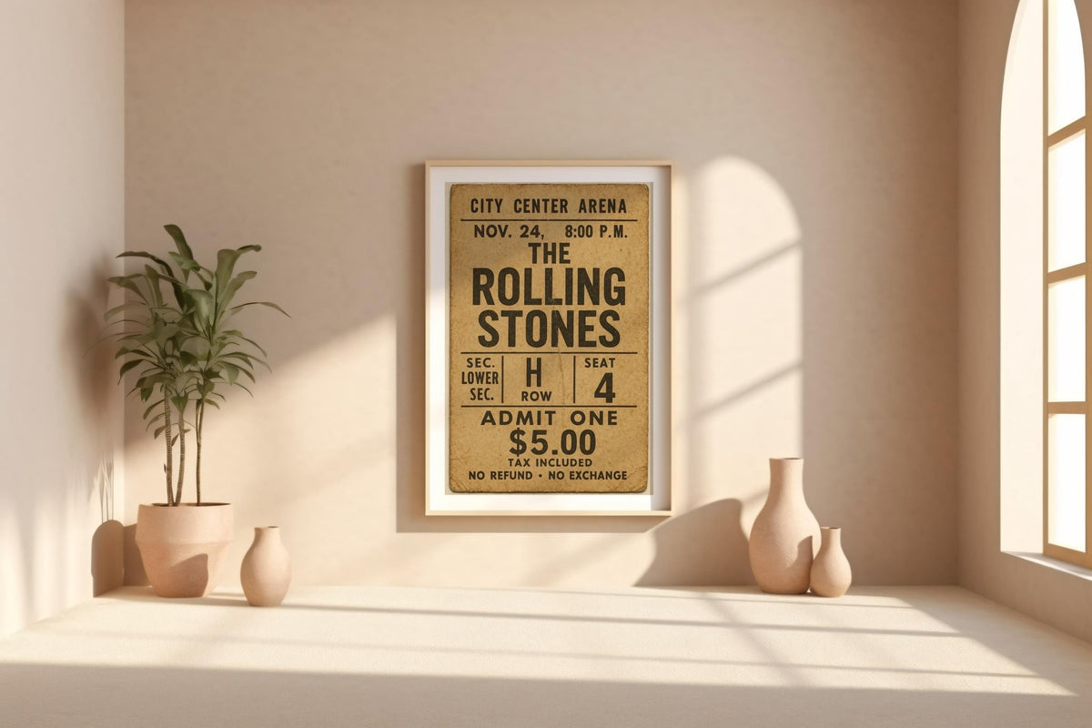 Vintage Concert Ticket Art Print | Retro Music Memorabilia Poster | Ideal for Music Lovers and Collectors | Free Shipping Available - Just Great Posters