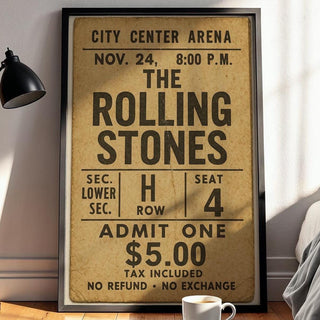 Vintage Concert Ticket Art Print | Retro Music Memorabilia Poster | Ideal for Music Lovers and Collectors | Free Shipping Available - Just Great Posters