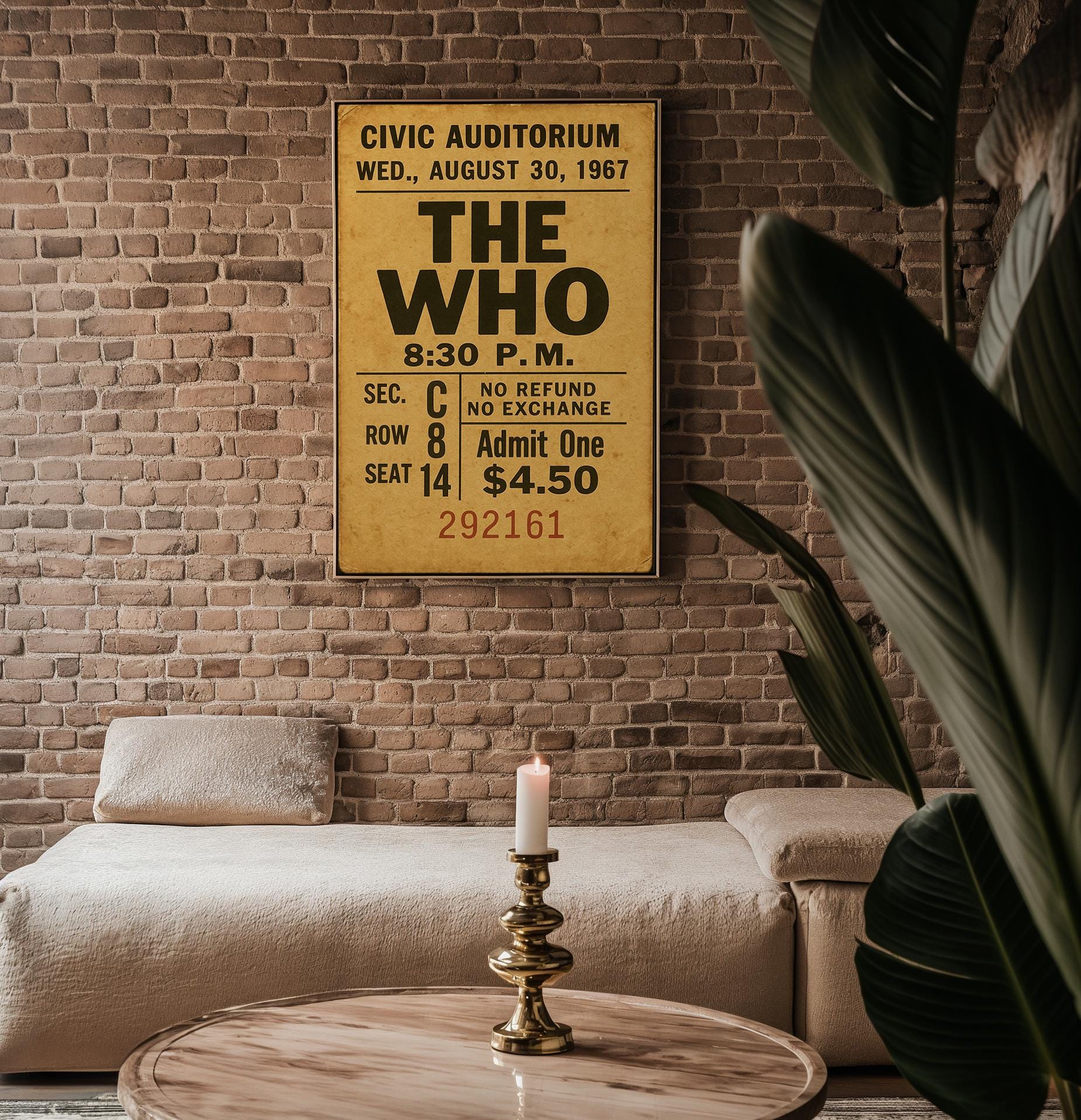 Vintage Concert Ticket Art Print | Retro Music Memorabilia Poster | Ideal for Music Lovers and Collectors | Free Shipping Available - Just Great Posters