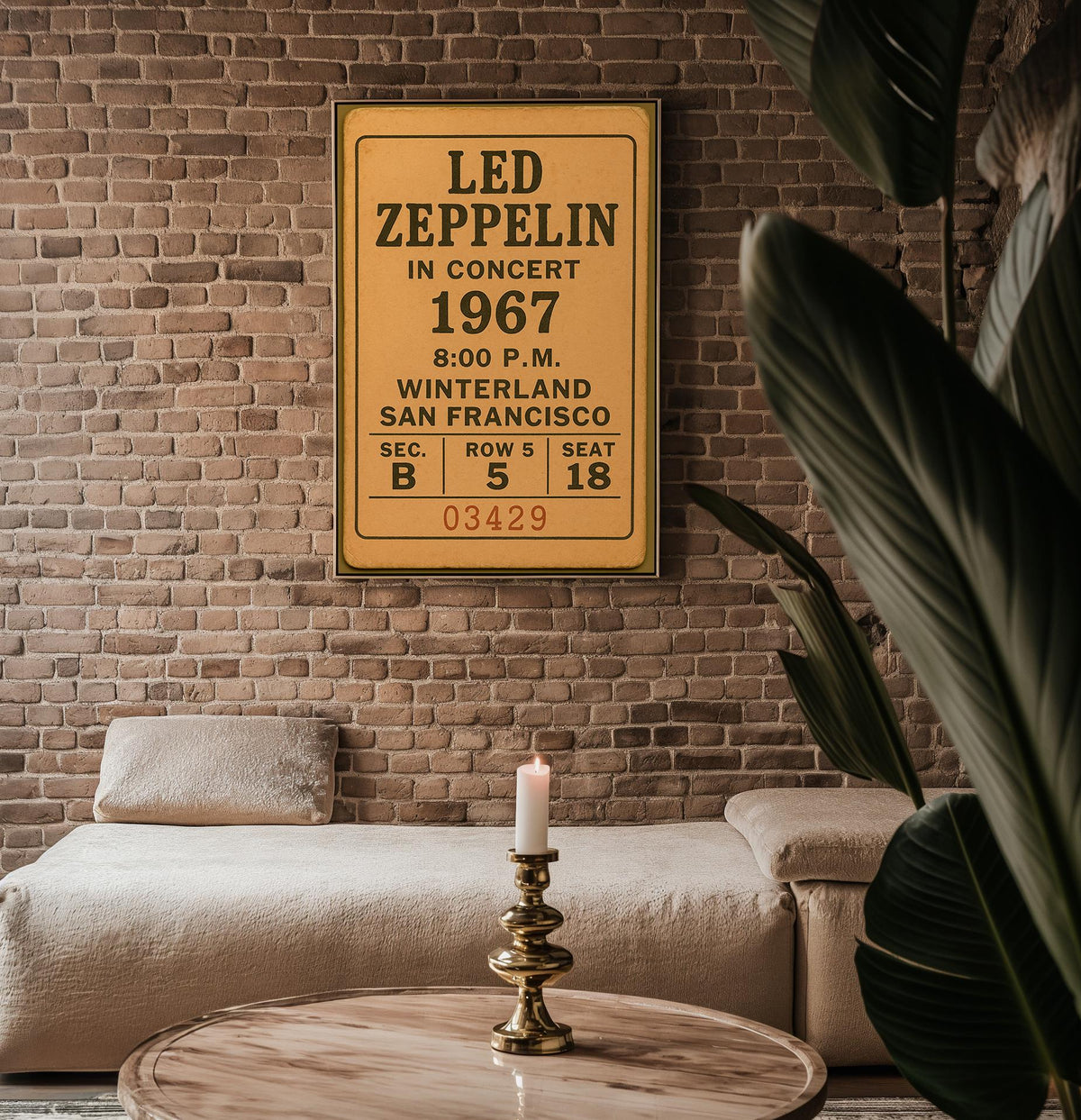 Vintage Concert Ticket Art Print | Retro Music Memorabilia Poster | Ideal for Music Lovers and Collectors | Free Shipping Available - Just Great Posters
