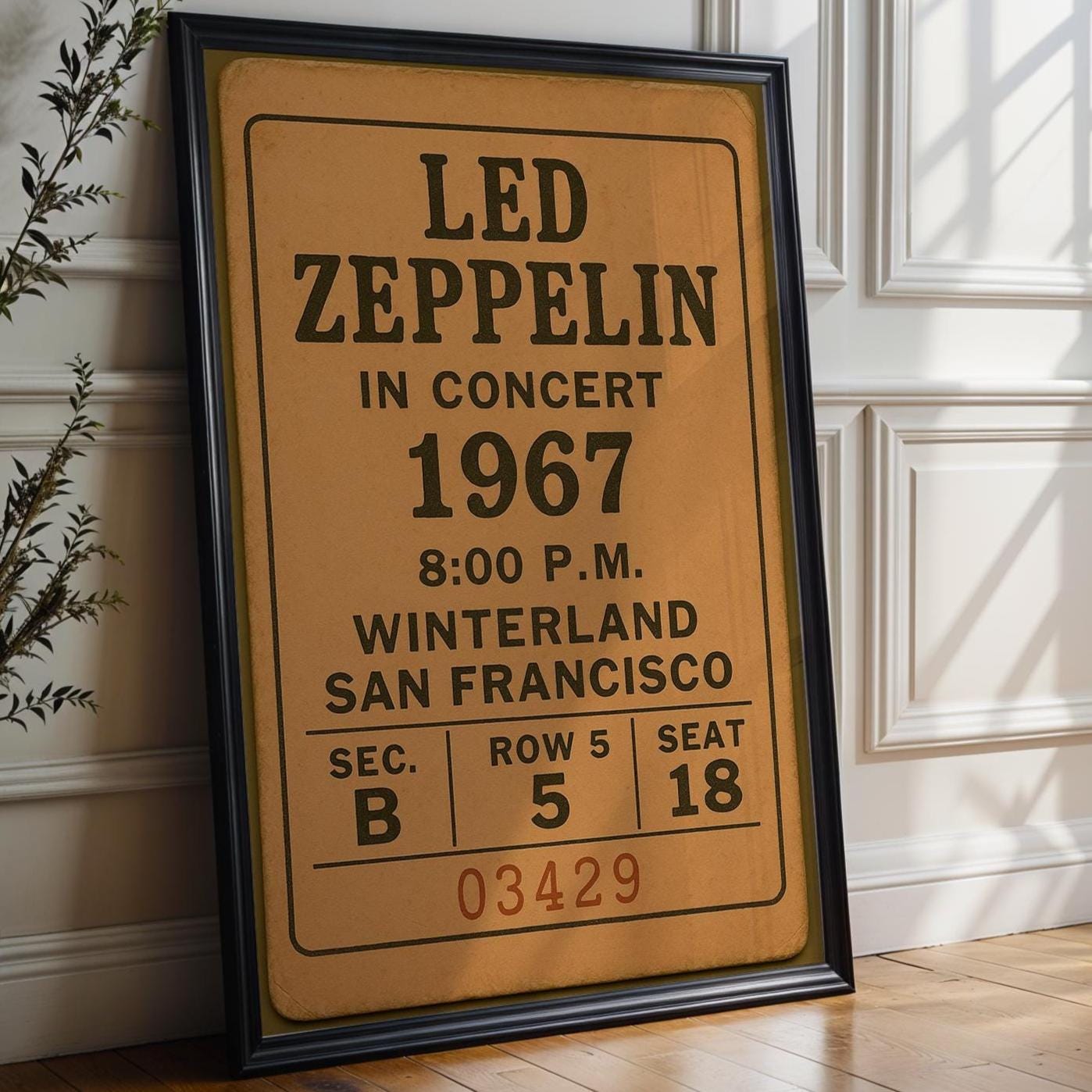 Vintage Concert Ticket Art Print | Retro Music Memorabilia Poster | Ideal for Music Lovers and Collectors | Free Shipping Available - Just Great Posters