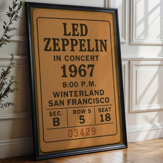 Vintage Concert Ticket Art Print | Retro Music Memorabilia Poster | Ideal for Music Lovers and Collectors | Free Shipping Available - Just Great Posters