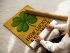 Lucky Clover Poster – Bold Green Four - Leaf Clover Print with “How Lucky Are We?” Text, Retro - Inspired St. Patrick’s or Everyday Wall Art - Just Great Posters