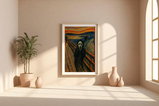Ghostface Scream Mashup Poster – Horror Movie Parody Print Meets Munch’s “The Scream,” Funny Scary Art for Fans of Fear & Irony - Just Great Posters