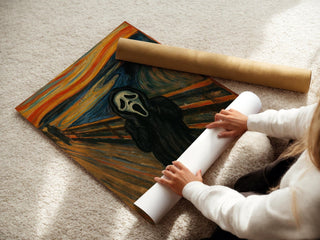 Ghostface Scream Mashup Poster – Horror Movie Parody Print Meets Munch’s “The Scream,” Funny Scary Art for Fans of Fear & Irony - Just Great Posters