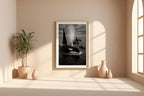 Orca Whale Family Print – Black & White Ocean Photo of Pod Surfacing, Moody Wildlife Wall Art for Sea Lovers and Modern Nature Print - Just Great Posters