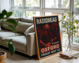 Radiohead Concert Poster – Vintage - Style Music Print with Oxford Gig Date, Gritty Red Rock Show Wall Art for Indie & Alt Fans - Just Great Posters