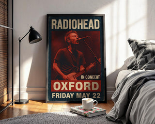 Radiohead Concert Poster – Vintage - Style Music Print with Oxford Gig Date, Gritty Red Rock Show Wall Art for Indie & Alt Fans - Just Great Posters