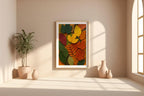 Fall Leaves Wall Art | Cozy Autumn Nature Print with Bold Color | Boho Botanical Poster for Living Room or Entry | Free Shipping Always - Just Great Posters