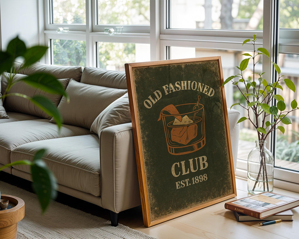 Old Fashioned Cocktail Poster | Vintage Whiskey Wall Art for Bar, Kitchen or Den | Retro Speakeasy Vibes | Free Shipping Included - Just Great Posters
