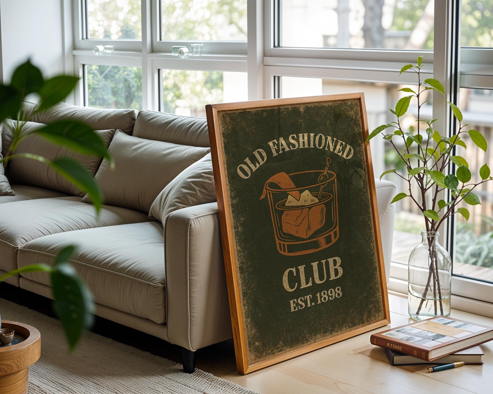 Old Fashioned Cocktail Poster | Vintage Whiskey Wall Art for Bar, Kitchen or Den | Retro Speakeasy Vibes | Free Shipping Included - Just Great Posters