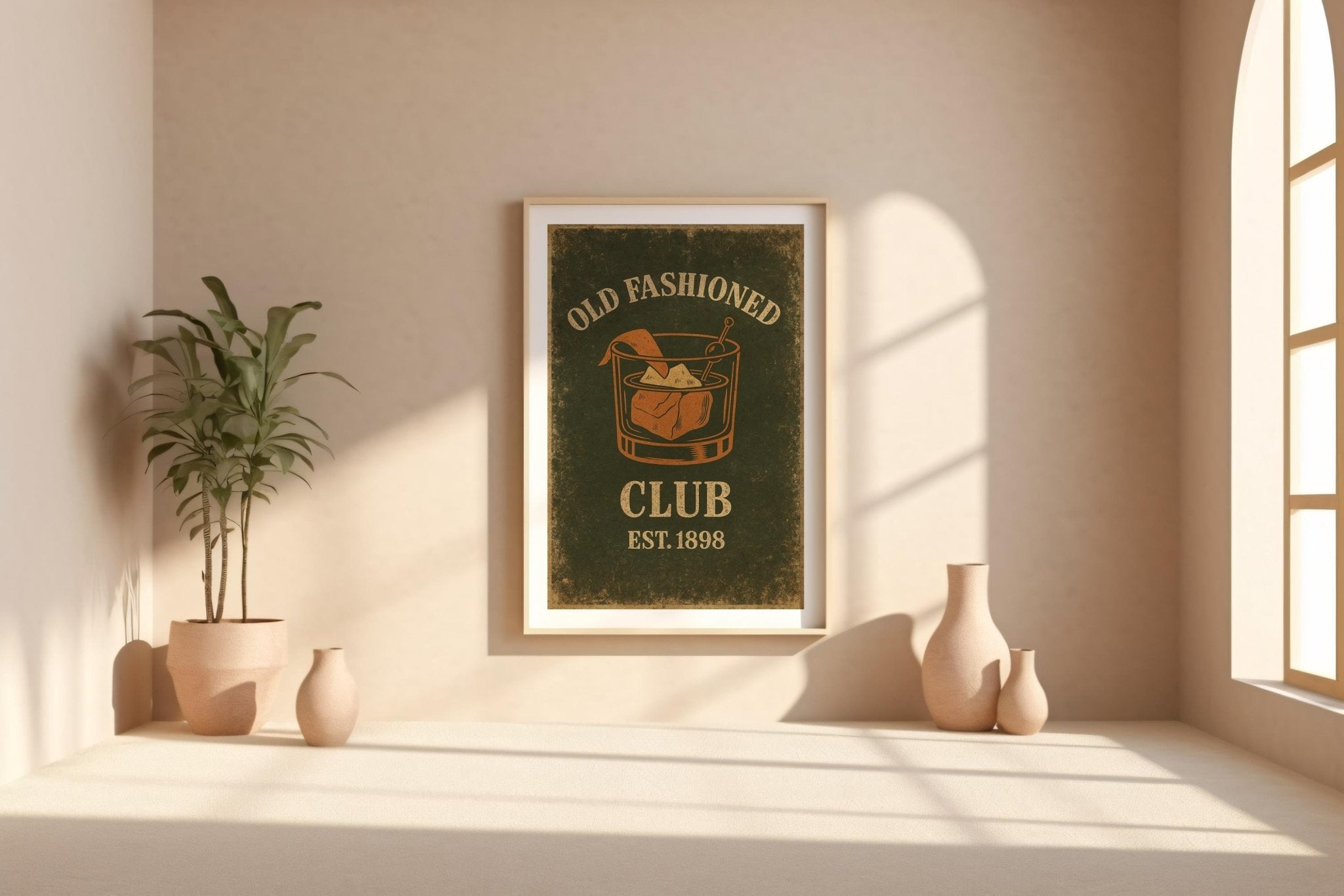 Old Fashioned Cocktail Poster | Vintage Whiskey Wall Art for Bar, Kitchen or Den | Retro Speakeasy Vibes | Free Shipping Included - Just Great Posters