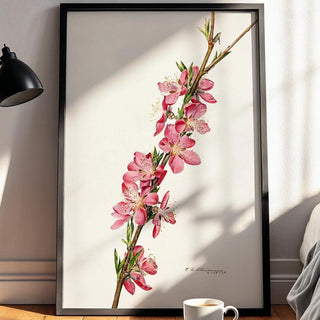 Pink Blossom Botanical Print – Vintage Flower Illustration Poster, Minimalist Floral Wall Art for Nature Lovers, Cottagecore, Spring Decor - Just Great Posters