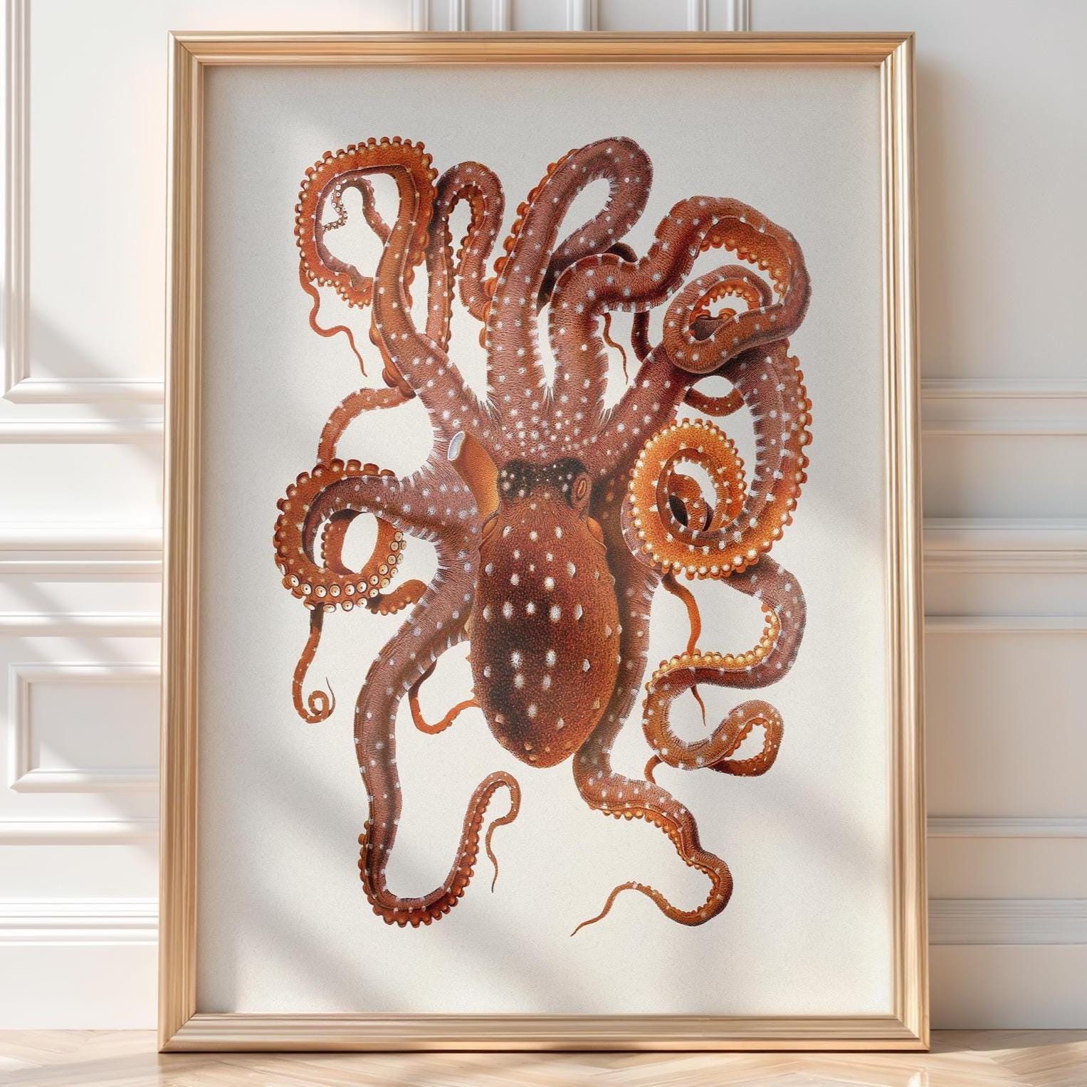 Octopus Vintage Wall Art – Antique Scientific Marine Illustration Poster, Ocean Creature Print for Coastal, Nautical or Academic Decor - Just Great Posters