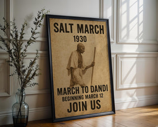 Salt March 1930 Poster | Gandhi Peaceful Protest Wall Art | Vintage Civil Disobedience Print for History Lovers | Free Shipping Always - Just Great Posters