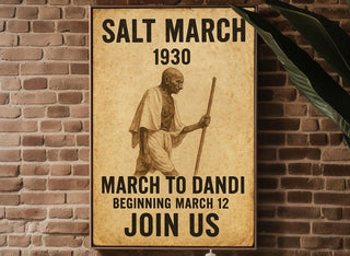Salt March 1930 Poster | Gandhi Peaceful Protest Wall Art | Vintage Civil Disobedience Print for History Lovers | Free Shipping Always - Just Great Posters