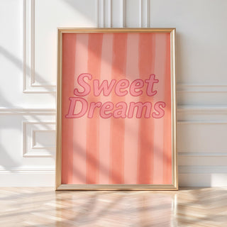 Sweet Dreams Pink Poster – Cute Nursery Wall Art with Stars & Clouds, Baby Girl Bedroom Decor, Pastel Kids Room Print, Free Shipping - Just Great Posters