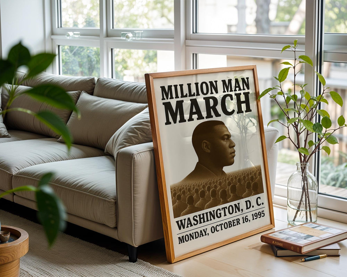 Million Man March 1995 Poster | Powerful Black Unity Protest Wall Art | Vintage - Style History Print for Home or Office | Free Shipping - Just Great Posters