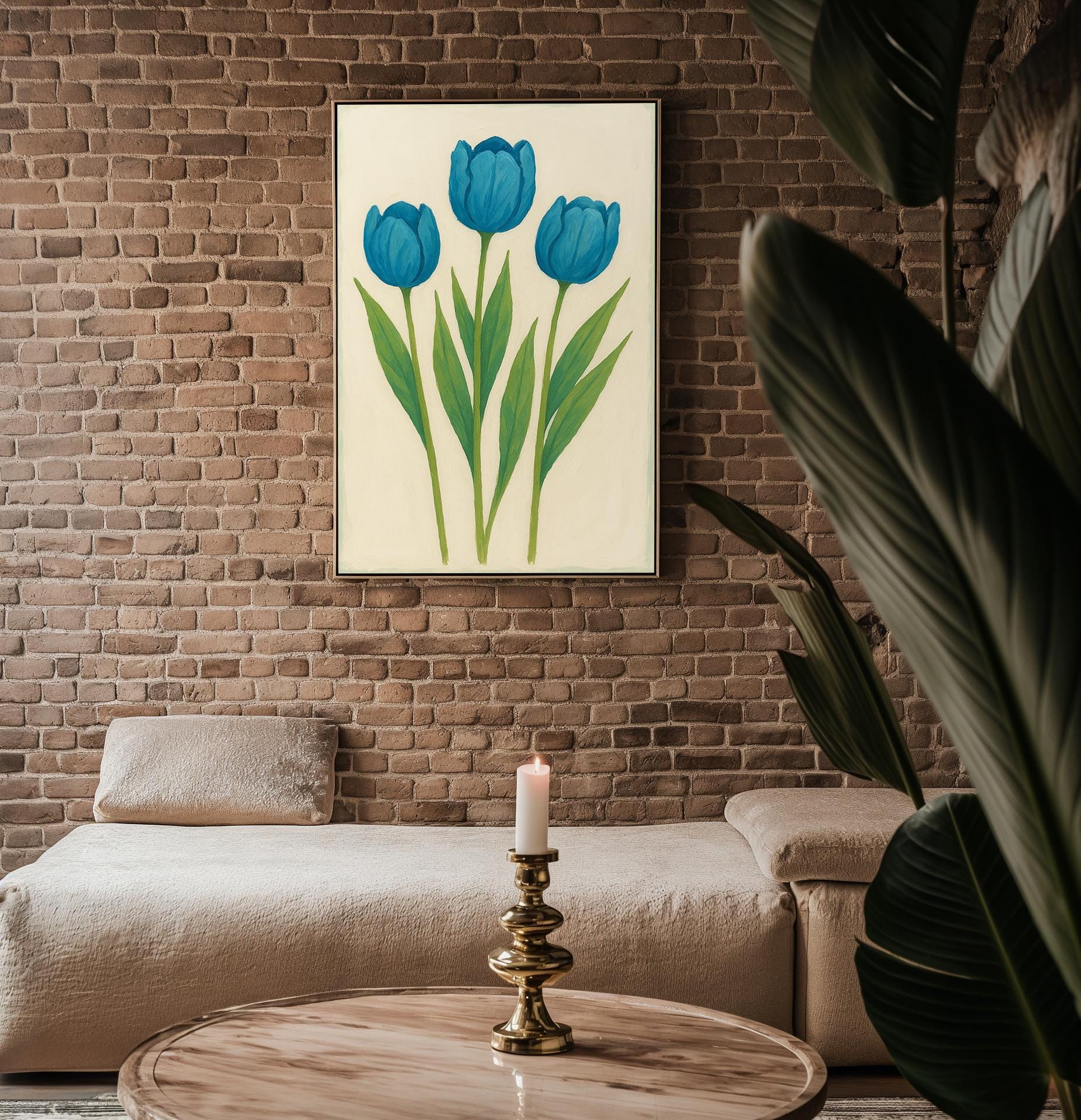 Blue Tulip Flower Poster | Minimal Botanical Wall Art for Modern Nature Lovers | Soft Color Plant Print | Free Shipping Always Included - Just Great Posters