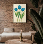 Blue Tulip Flower Poster | Minimal Botanical Wall Art for Modern Nature Lovers | Soft Color Plant Print | Free Shipping Always Included - Just Great Posters