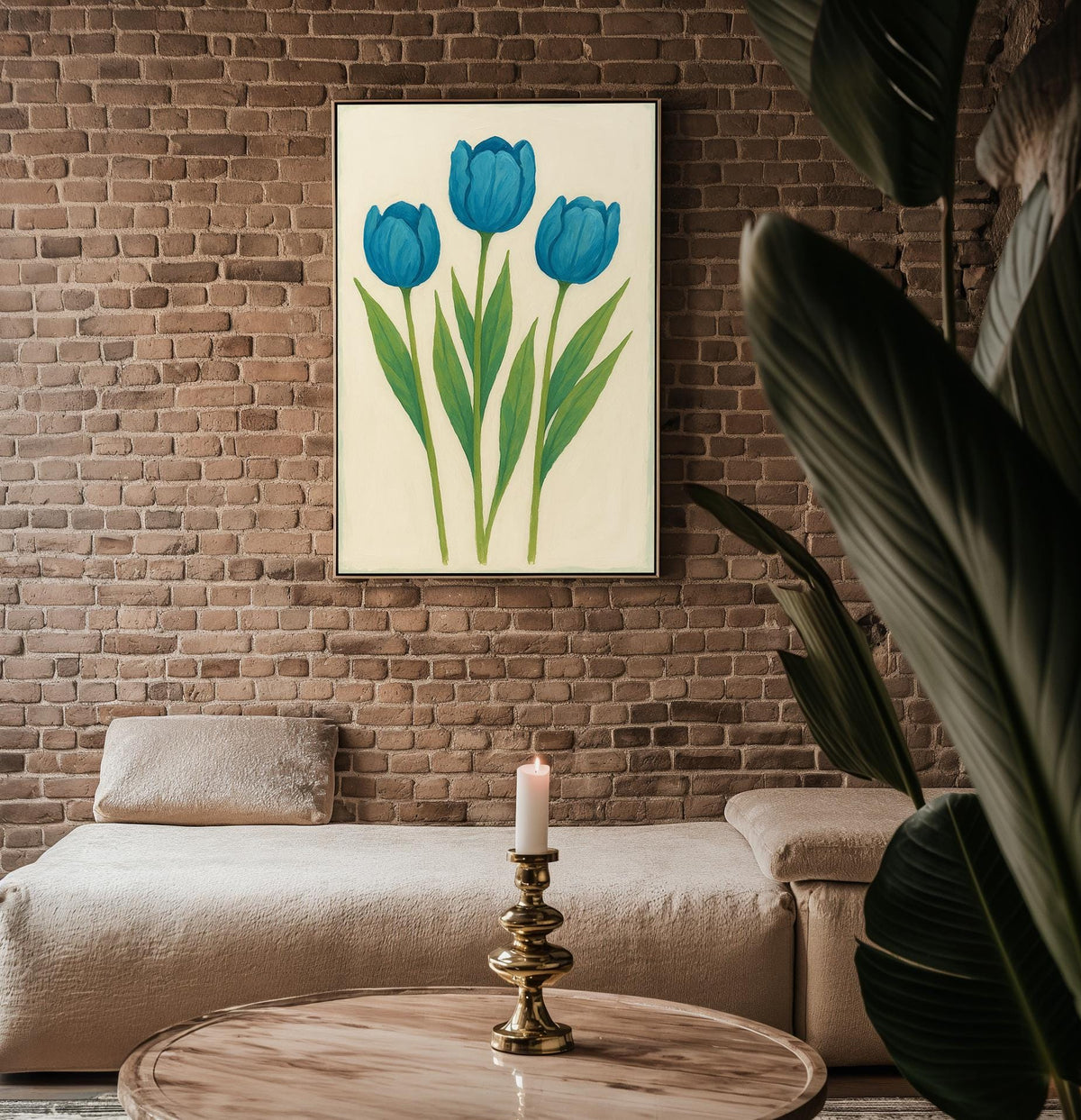 Blue Tulip Flower Poster | Minimal Botanical Wall Art for Modern Nature Lovers | Soft Color Plant Print | Free Shipping Always Included - Just Great Posters