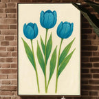 Blue Tulip Flower Poster | Minimal Botanical Wall Art for Modern Nature Lovers | Soft Color Plant Print | Free Shipping Always Included - Just Great Posters
