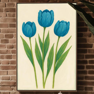 Blue Tulip Flower Poster | Minimal Botanical Wall Art for Modern Nature Lovers | Soft Color Plant Print | Free Shipping Always Included - Just Great Posters