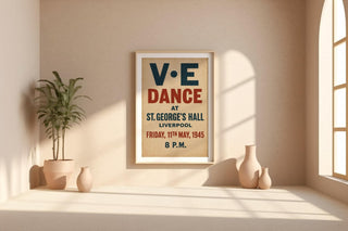 VE Day Dance Poster | 1945 Vintage Party Wall Art from WWII Liverpool Celebration | Retro British History Print | Free Shipping Always - Just Great Posters