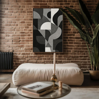 Geometric Abstract Poster | Modern Minimal Wall Art in Beige, Black & White | Bold Design Lover’s Print | Free Shipping Always Included - Just Great Posters