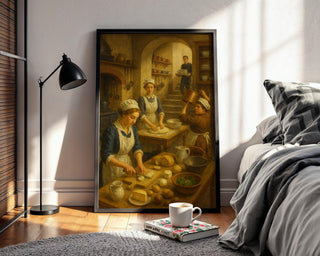 Victorian Kitchen Scene Poster | Vintage Cooking & Domestic Life Print with Old World Charm | Antique Food Art | Free Shipping Always - Just Great Posters