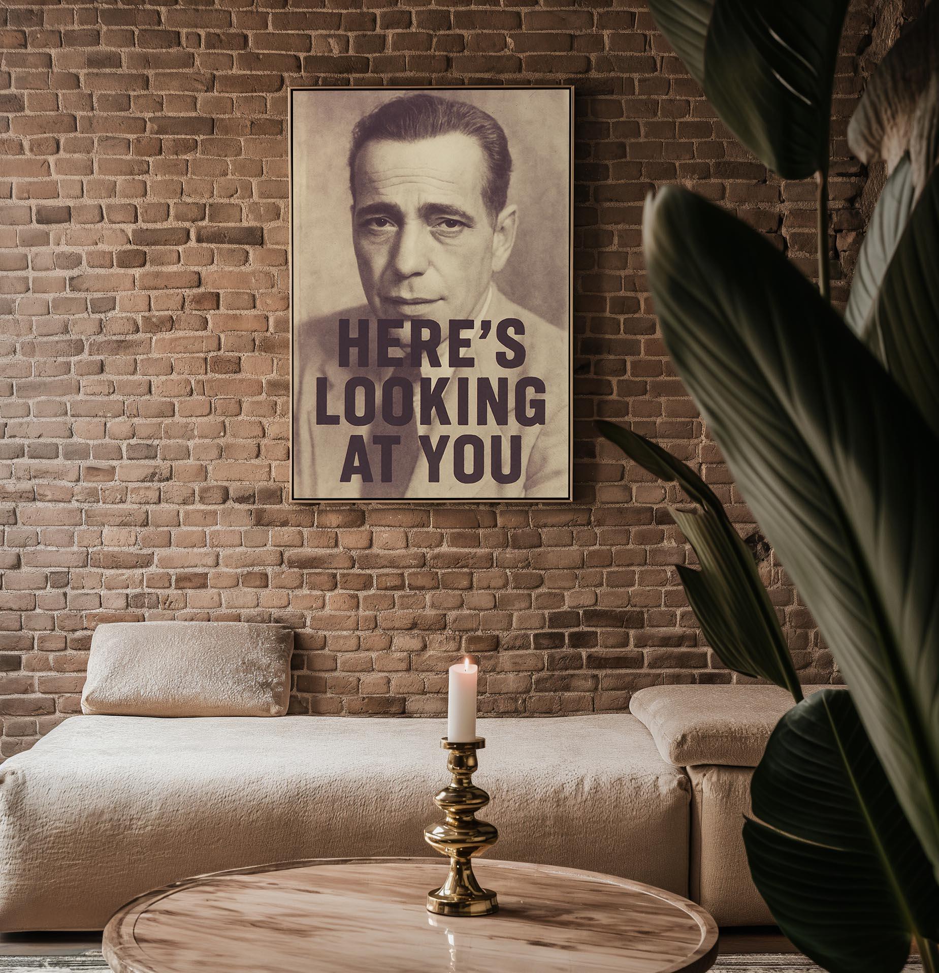 Here’s Looking at You Poster | Vintage Film Noir Wall Art with Iconic Quote | Classic Hollywood Style Print | Free Shipping Always - Just Great Posters