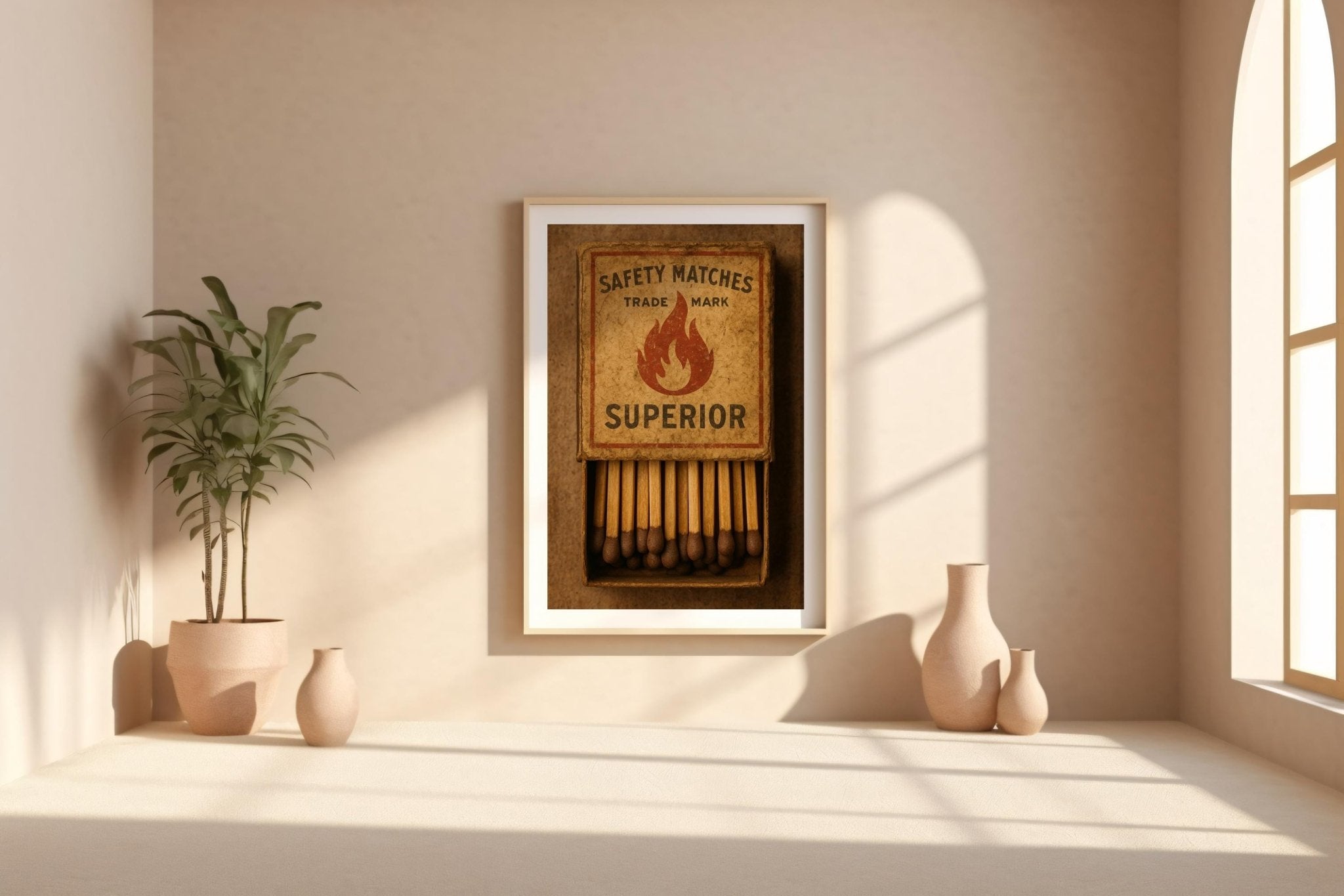 Retro Matchbox Wall Art – Colorful Vintage Ephemera Print for Bar Cart, Midcentury Kitchen or Game Room, Cool Eclectic Decor, Free Shipping - Just Great Posters