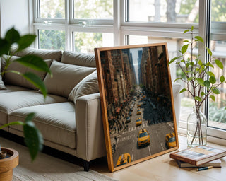 NYC Yellow Taxi Wall Art – Iconic New York Street Scene Print with Vintage Urban Vibe, Modern Travel Photography Poster, Free Shipping - Just Great Posters