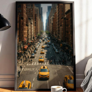 NYC Yellow Taxi Wall Art – Iconic New York Street Scene Print with Vintage Urban Vibe, Modern Travel Photography Poster, Free Shipping - Just Great Posters
