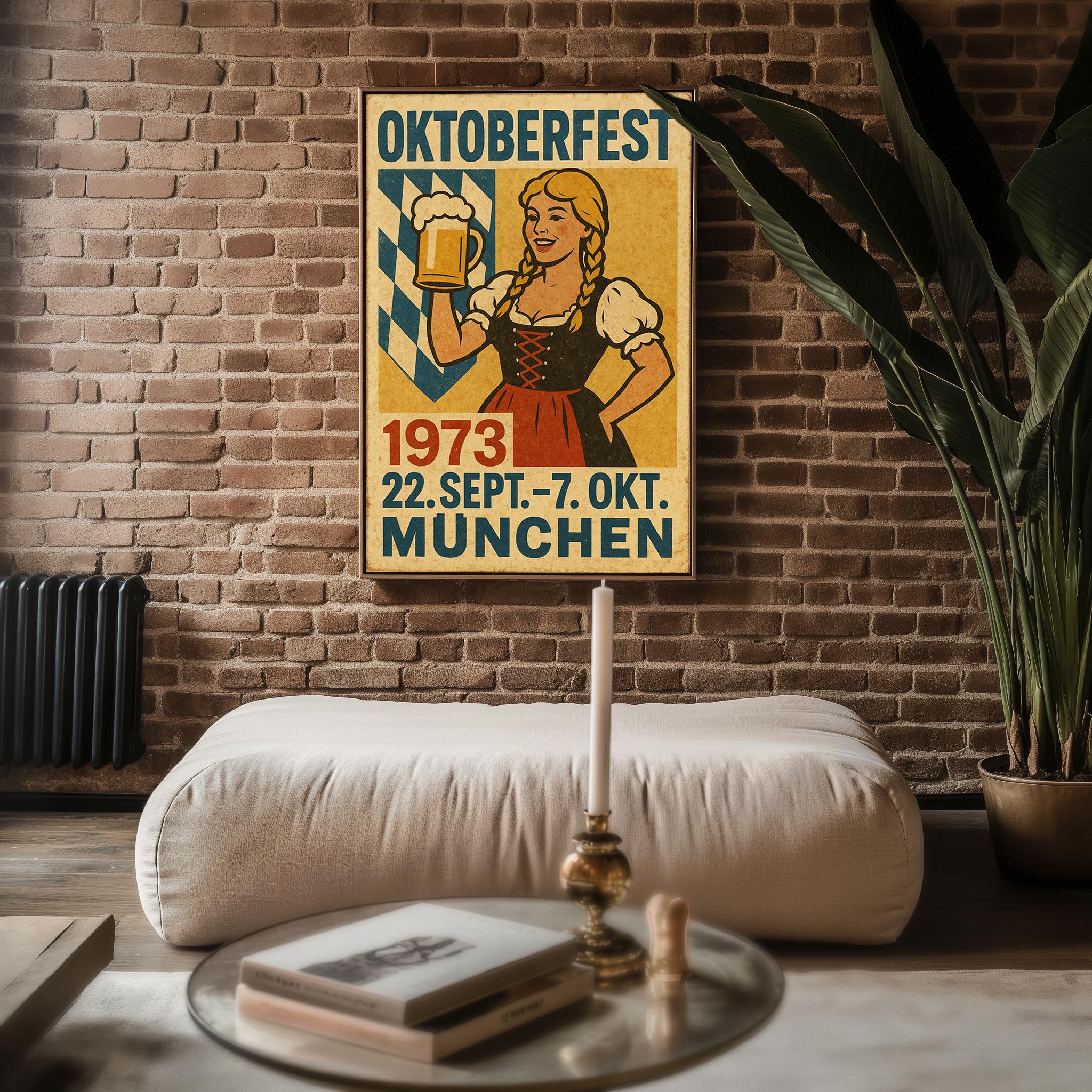 Oktoberfest poster mockup shown on a gallery wall