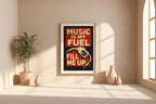 Music Is My Fuel Wall Art – Bold Retro Music Poster with Gas Nozzle Graphic, Funny Audiophile Gift for DJs, Bands & Studios, Free Shipping - Just Great Posters