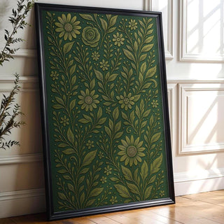 Gold Floral Botanical Wall Art – Embossed Looking Flower Print, Elegant Textured Nature Poster, Garden - Inspired Luxe Home Decor - Just Great Posters