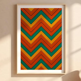 Zig Zag Wall Art – Warm Midcentury Color Print, 70s Inspired Zigzag Pattern Poster, Funky Geometric Decor, Free Shipping - Just Great Posters