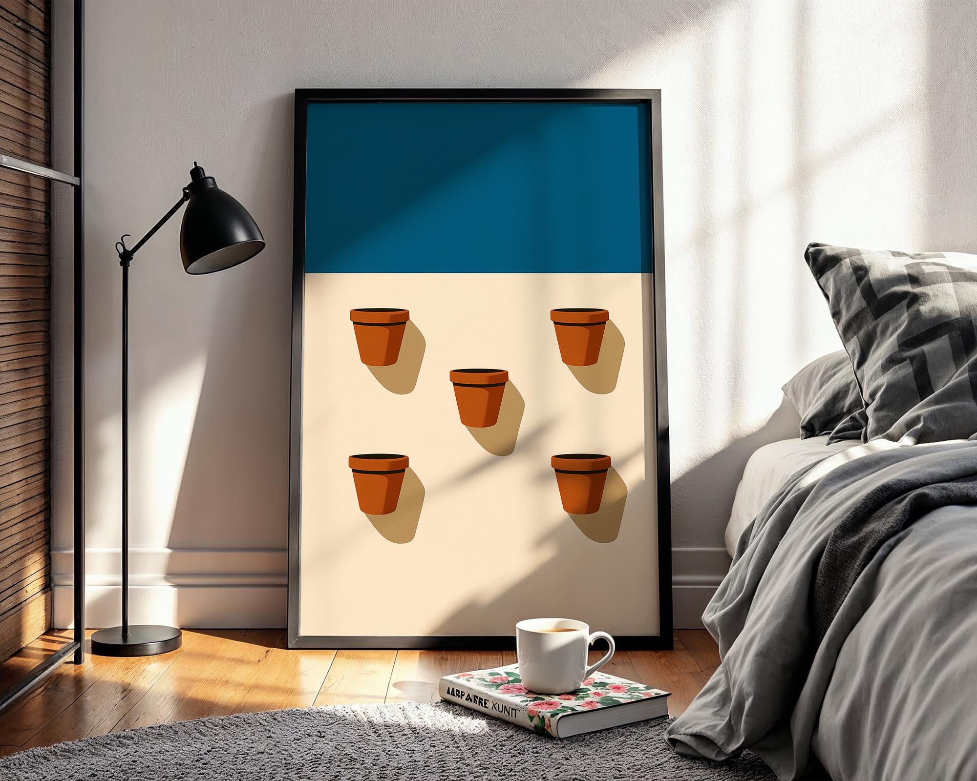 Terracotta Pot Minimalist Wall Art – Midcentury Modern Plant Poster, Warm Earth Tone Print, Clean Graphic Design Home Decor - Just Great Posters