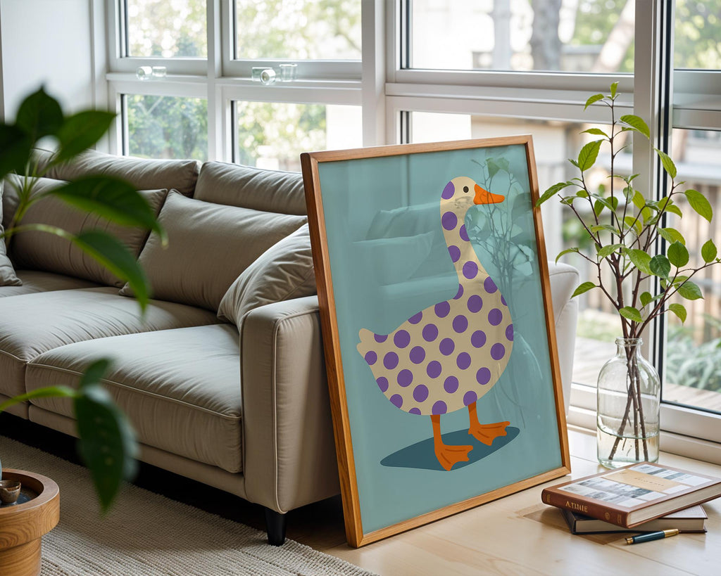 Duck Wall Art – Quirky Animal Print, Fun Minimalist Farmhouse Poster, Bold Whimsical Bird Illustration, Free Shipping - Just Great Posters