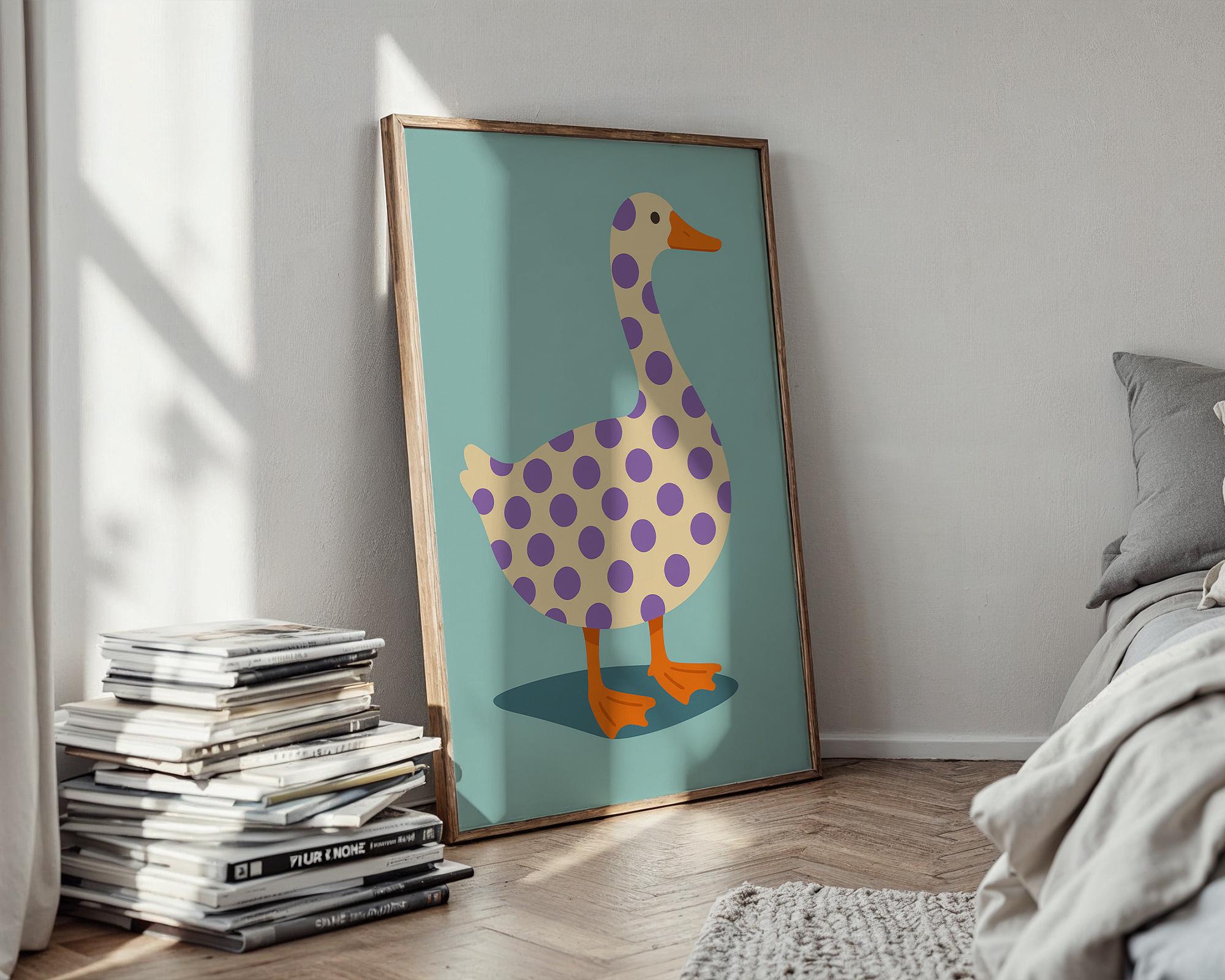 Duck Wall Art – Quirky Animal Print, Fun Minimalist Farmhouse Poster, Bold Whimsical Bird Illustration, Free Shipping - Just Great Posters