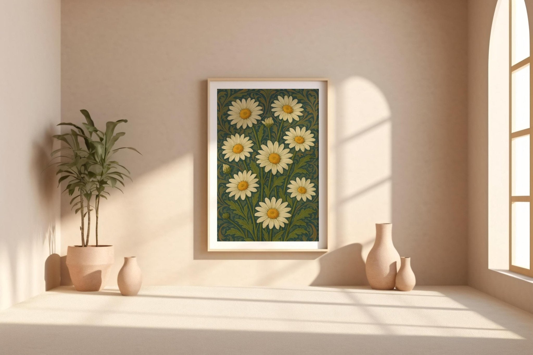 Retro Daisy Flower Art Print – Vintage - Inspired Floral Wall Decor in Soft Pastels, Aesthetic Bedroom or Gallery Wall Poster, Free Shipping - Just Great Posters