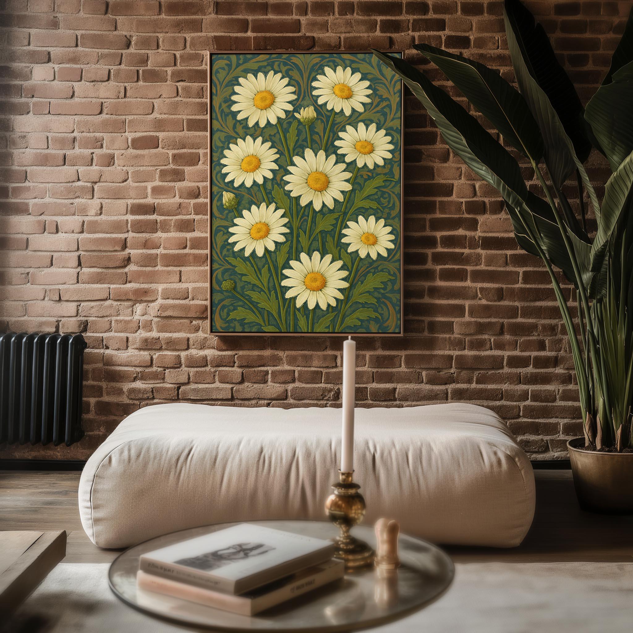 Retro Daisy Flower Art Print – Vintage - Inspired Floral Wall Decor in Soft Pastels, Aesthetic Bedroom or Gallery Wall Poster, Free Shipping - Just Great Posters