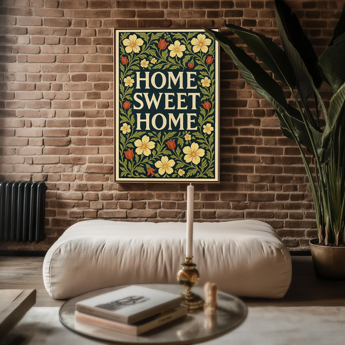 Home Sweet Home Floral Wall Art – Cottagecore Botanical Quote Print, Vintage Style Home Decor Poster, Cozy Housewarming Gift Idea - Just Great Posters