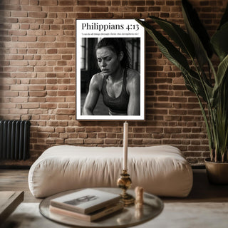 Bible Verse Wall Art – Christian Motivational Poster for Gym, Fitness Room or Office, Scripture Quote Workout Print, Philippians 4:13 - Just Great Posters
