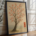 Cherry Blossom Tree Poster – Japanese Nature Wall Art, Minimalist Sakura Print with Birds, Zen Botanical Decor for Calm and Serene Spaces - Just Great Posters