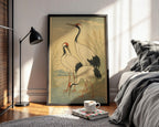 Japanese Cranes Poster – Ukiyo - e Style Nature Wall Art, Traditional Japanese Wildlife Print for Zen Decor, Calm Interiors or Japandi Homes - Just Great Posters