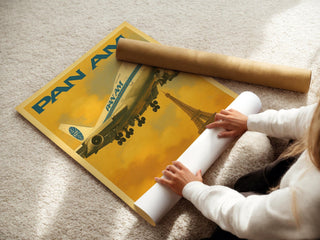 Pan Am Paris Travel Poster – Retro Airline Wall Art, Vintage Jet Age Decor with Eiffel Tower, Aviation Print for Pilots and Wanderlusters - Just Great Posters